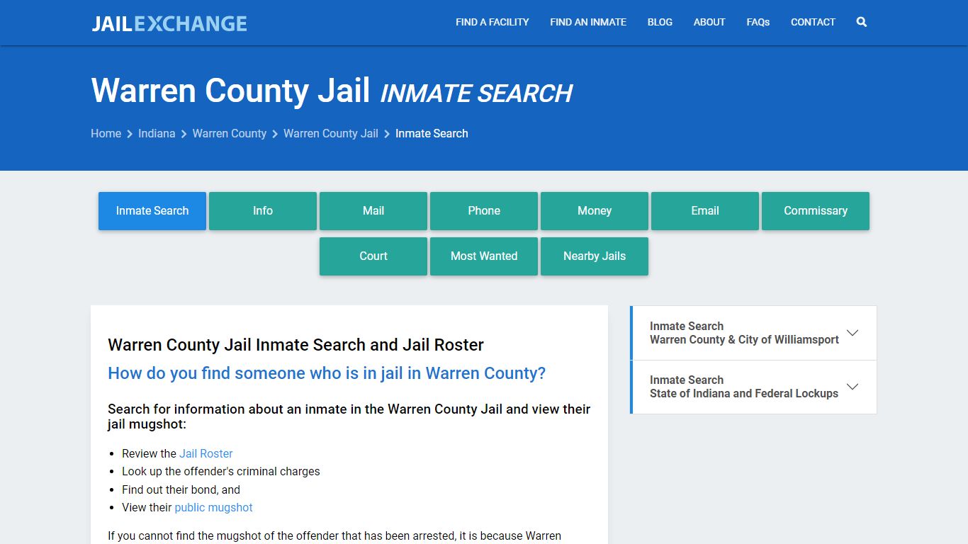 Inmate Search: Roster & Mugshots - Warren County Jail, IN